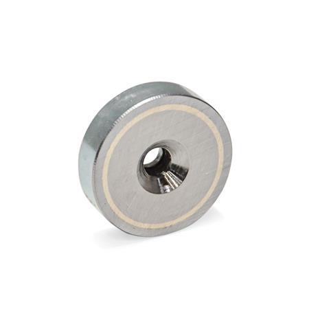 GN 58 Pot Magnets with Bore Finish: ZB - Zinc plated