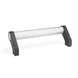 GN 333 Poignées tubulaires, aluminium/Zinc moulé sous pression Type: B - Montage par le côté opérateur (seulement pour d°°1°°=28)<br />Finition: EL - anodisé, couleur naturelle