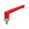 GN 300.7 Adjustable Hand Levers, Zinc Die Casting, Insert Stainless Steel, with External Thread, with Increased Clamping Force Color: RS - Red, RAL 3000, textured finish
