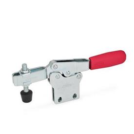 GN 820.1 Toggle Clamps, Steel, Operating Lever Horizontal, with Vertical Mounting Base Type: NC - Forked clamping arm, with two flanged washers and clamping screw GN 708.1