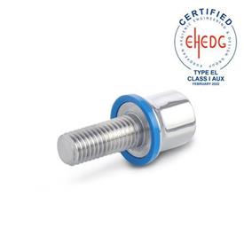GN 1580 Screws, Stainless Steel, Hygienic Design Finish: PL - Polished finish (Ra < 0.8 μm)<br />Material (Sealing ring): E - EPDM
