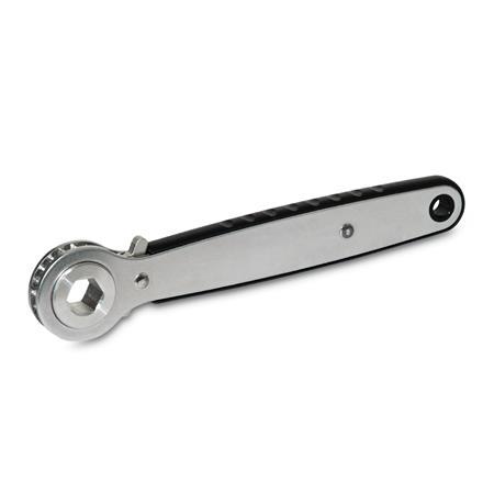 GN 318 Stainless Steel Ratchet Spanners with Through Hole / Blind Hole Type: A - Ratchet insert with through hole
Insert: SK