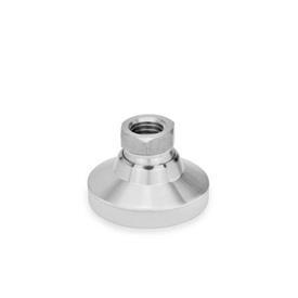 GN 343.5 Leveling Feet, Stainless Steel, with Internal Thread Type: KS - With plastic cap, gliding