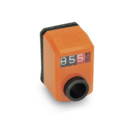 GN 955 Indicadores de posición, eje hueco acero, 3 dígitos, indicador digital, contador mecánico Posición en pantalla: FN - frontal, arriba<br />Color: OR - Naranja, RAL 2004