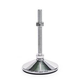 GN 18 Pies de nivelación, acero inoxidable AISI 316L, conforme con FDA Espárrago roscado tipo: SK - con tuerca, hexágono externo en la parte inferior