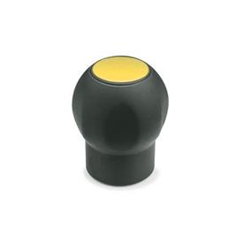 GN 675.1 Softline-Kugelgriffe mit Abdeckkappe, Kunststoff Farbe der Abdeckung: DGB - gelb, RAL 1021, matt