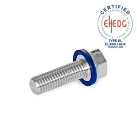 GN 1581 Stainless Steel Screws, Hygienic Design, Low-Profile Head Finish: PL - Polished finish (Ra < 0.8 μm)<br />Material (Sealing ring): H - H-NBR