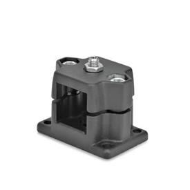 GN 147.7 Flanged locking slide units, Aluminum Type: D - With spring plunger<br />Finish: SW - Black, RAL 9005, textured finish