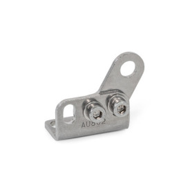 GN 801.3 Équerre de montage, inox, à libération rapide, avec embase horizontale, avec/sans capteur Type: H - Pour sauterelles, avec manette indexable horizontale<br />N° d'identification: 2 - Sans détecteur de proximité