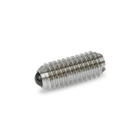 GN 615.5 Stainless Steel Spring Plungers, with Ceramic Ball Type: KSN - Stainless steel, high spring load