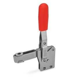GN 810.1 Toggle Clamps, Stainless Steel , Operating Lever Vertical, with Vertical Mounting Base Material: NI - Stainless steel<br />Type: B - Forked clamping arm, with two flanged washers