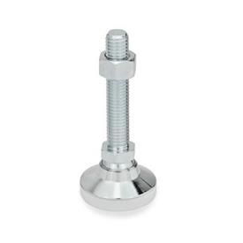 GN 343.2 Leveling Feet, Steel, with Threaded Stud Type: KS - With plastic cap, gliding