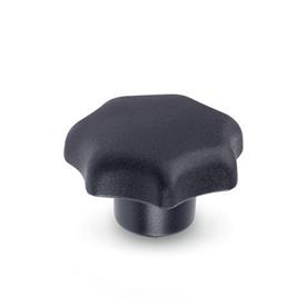 DIN 6336 Star Knobs, Plastic, Bushing Steel Material: KT - Plastic<br />Type: K - With tapped bushing