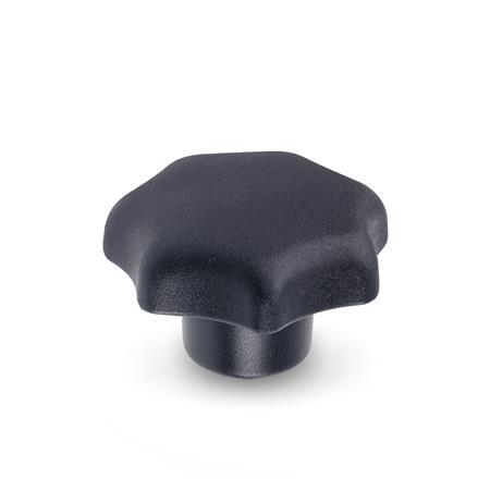 DIN 6336 Star Knobs, Plastic, Bushing Steel Material: KT - Plastic
Type: K - With tapped bushing