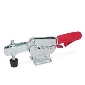 GN 820.3 Toggle Clamps, Steel, Operating Lever Horizontal, with Lock Mechanism, with Horizontal Mounting Base Type: MLC - Forked clamping arm, with two flanged washers and clamping screw GN 708.1