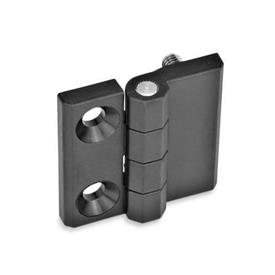 GN 237.1 Hinges, Plastic Type: D - 2x bores for countersunk screws / 2x threaded studs