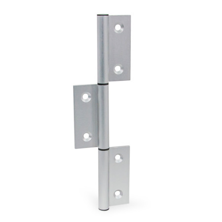 Scharniere GN 2295: Aluminium, für Aluprofile / Flächenelemente, dreiteilig, vertikal verlängerte Außenflügel
