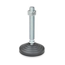 GN 344 Leveling Feet, Foot Plastic / Threaded Stud Steel Type: B - With nut, without rubber pad