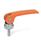 GN 927 Clamping Levers with Eccentrical Cam, with Threaded Stud, Lever Zinc Die Casting, Contact Plate Plastic Type: A - Plastic contact plate with setting nut
Color: O - Orange, RAL 2004