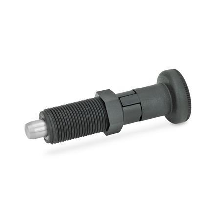 Indexing Plungers GN 617.2: Plastic, Plunger Pin Stainless Steel, with and without Rest Position