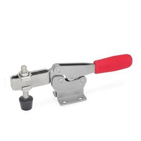 GN 820 Stainless Steel Toggle Clamps, Operating Lever Horizontal, with Horizontal Mounting Base Material: NI - Stainless steel<br />Type: MC - Forked clamping arm, with two flanged washers and clamping screw GN 708.1