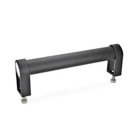 GN 335 Oval Tubular Handles, with Inclined Profile, Aluminum / Zinc die casting Type: B - Mounting from the operator's side<br />Finish: SW - Black, RAL 9005, textured finish