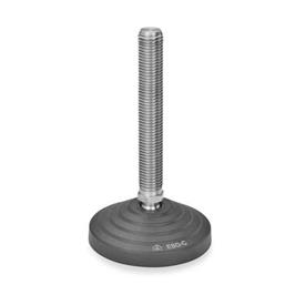GN 344.7 Leveling Feet, Threaded Stud Stainless Steel, Foot Antistatic ESD Plastic Type: A - Without nut, without rubber pad