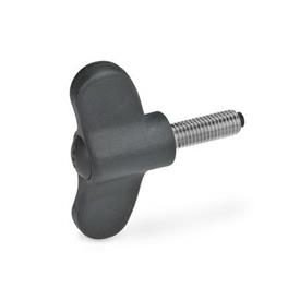 GN 633.10 Wing Screws with Plastic Pivot Color of the cover cap: DSG - Black-gray, RAL 7021, matte finish