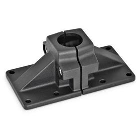 GN 167 Wide base plate connector clamps, Aluminum d<sub>1</sub> / s: B - Bore<br />Finish: SW - Black, RAL 9005, textured finish