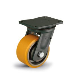 GN 22887 Heavy Duty Casters, Wheel Tread Polyurethane, Wheel Core Cast Iron, Extra-Heavy Version Bearing type: K - Ball bearing<br />Type (bracket): L - Swivel bracket with mounting plate<br />Coding: E - Extra-Heavy Version<br />Material (bracket): ST - Welded steel design