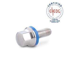 GN 1580 Screws, Stainless Steel, Hygienic Design Finish: MT - Matte finish (Ra < 0.8 µm)<br />Material (Sealing ring): E - EPDM