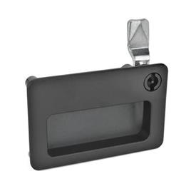 GN 115.10 Latches with Gripping Tray, Operation with Socket Key Type: VDE - With double bit<br />Finish: SW - Black, RAL 9005, textured finish<br />Identification no.: 2 - Operation in the illustrated position, at the top right