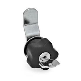 GN 217 Latches, operation with Star knob, with and without Lock Specification: B - With off-set latch arm<br />Version: SR - With lock, lockable by turning right (different locks)