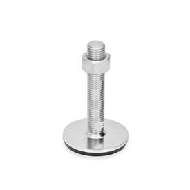 GN 44 Stainless Steel Leveling Feet Type (Base): D3 - With rubber pad, vulcanized, black<br />Version (Screw): TK - With nut, wrench flat at the bottom