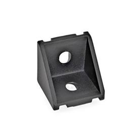 GN 961 Angle Pieces for Profile Systems 30 / 40, Aluminum Type of angle piece: A - Without assembly set, without cover cap<br />Finish: SW - Black, RAL 9005, textured finish