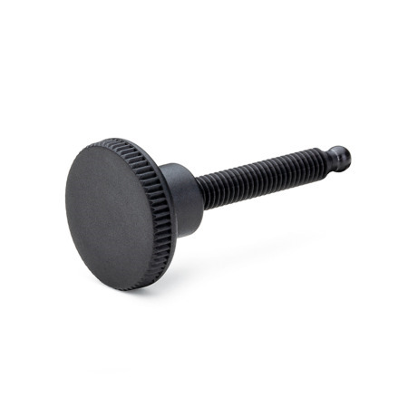 Manopole zigrinate GN 464.11: Plastica, tipo alto, con puntale di spinta a sfera