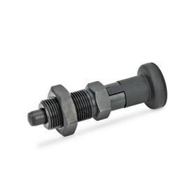 GN 617.1 Indexing Plungers with Rest Position, Steel / Plastic Knob Material: ST - Steel<br />Type: AK - With lock nut