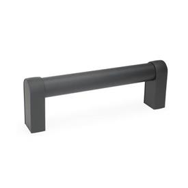 GN 669 Tubular Handles, Aluminum Type: A - Mounting from the back (threaded blind bore)<br />Finish: SW - Black, RAL 9005, textured finish