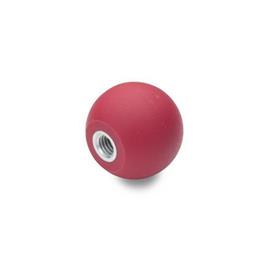 DIN 319 Ball Knobs, Plastic, Red Material: KT - Plastic<br />Type: E - With tapped bushing<br />Color: RT - Red