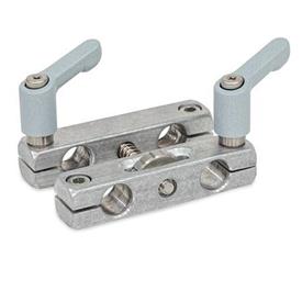 GN 474.3 Parallel Mounting Clamps with Adjustable Spindle, Aluminum Type: K - With two hand levers and two socket cap screws<br />Finish: MT - Matte finish, tumbled