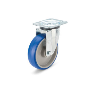 GN 22884 Medium Duty Casters, Wheel Tread Polyurethane, Wheel Core Polyamide, Light Version Bearing type: G - Friction bearing<br />Type (bracket): L - Swivel bracket with mounting plate<br />Coding: L - Light version<br />Material (bracket): ST - Steel sheet metal