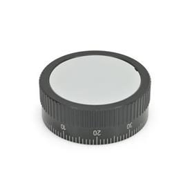 GN 736.1 Zustellräder, Aluminium, mit Standard-Skala Form: A - ohne Griff