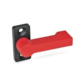 GN 702 Stop Locks with 4 Indexing Positions, Zinc Die Casting Type: A - with flange for surface mounting<br />Color: RS - Red, RAL 3000, textured finish