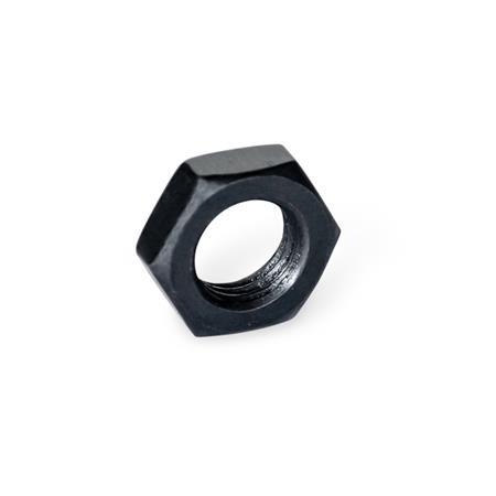 ISO 8675 Thin Hex Nuts, Steel, with Metric Fine Thread Finish: BT - Blackened