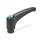 GN 603.1 Adjustable Hand Levers, Plastic, Threaded Bushing Stainless Steel, with Releasing Button Color (Releasing button): DBL - Blue, RAL 5024, shiny finish