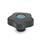 GN 5337.7 Sterngriffe, Kunststoff, Gewindebuchse Edelstahl, mit farbigen Abdeckkappen Form: E - mit Abdeckkappe (Gewinde-Sackloch)
Farbe der Abdeckkappe: DBL - blau, RAL 5024, matt