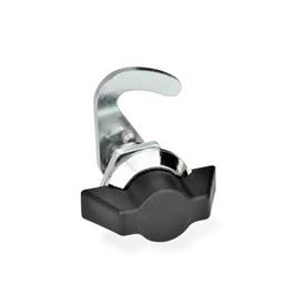 GN 115.8 Hook-Type Latches, with Operating Elements, not Lockable Type: SK - With wing knob<br />Identification no.: 1 - Without latch bracket<br />Finish locating ring: CR - Chrome plated