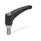 GN 602.1 Adjustable Hand Levers, Zinc Die Casting, Insert Stainless Steel, with External Thread Color: SW - Black, RAL 9005, textured finish