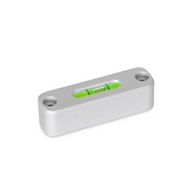 GN 2283 Niveles atornillables, para montar con tornillos Material / acabado: ALN - anodizado, color natural<br />Sensibilidad: 50 - minutos angulares, movimiento de la burbuja 2 mm<br />Tipo: AV - alineado, instalación desde la parte delantera (no ajustable)