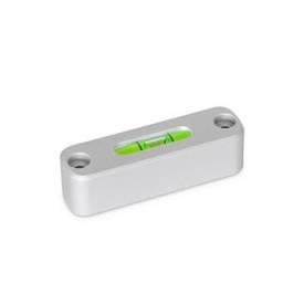 GN 2283 Screw-On Spirit Levels, for Mounting with Screws Material / Finish: ALN - Anodized, natural color<br />Sensitivity: 50 - Angle minutes, bubble move by 2 mm<br />Type: AV - Aligned, mounting from the front side (not adjustable)